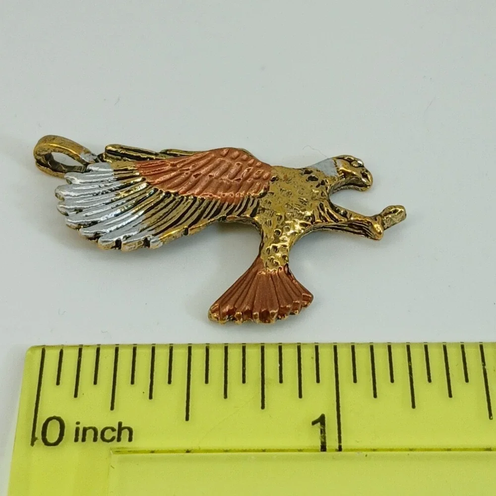 Karatbond Vintage Y2K Eagle Pendant Tricolor Gold Silver Copper Made in USA NOS